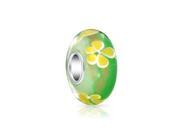 Bling Jewelry Yellow Flower 925 Silver Murano Glass Bead Fits Pandora