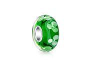 Bling Jewelry Green Clover Flower Murano Glass Bead Sterling Silver Fits Pandora