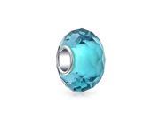 Bling Jewelry 925 Silver Simulated Aquamarine Faceted Glass Bead Fits Pandora