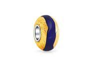 Bling Jewelry 925 Silver Blue Simulated Sapphire Glass Gold Foil Murano Glass Bead Fits Pandora