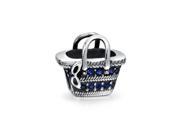 Bling Jewelry 925 Silver Simulated Sapphire CZ Picnic Basket Bead Fits Pandora
