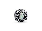 Bling Jewelry 925 Silver Synthetic Opal Filigree Butterfly Charm Fits Pandora
