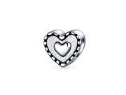 Bling Jewelry 925 Silver Love Bead Edged Heart Charm Pandora Compatible
