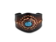 Bling Jewelry Stabilized Turquoise Bead Flower Cuff Bracelet Leather