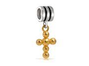 Bling Jewelry Sterling Silver Gold Plated Cross Inspirational Bead Fits Pandora