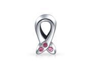 Bling Jewelry CZ Breast Cancer Awareness Pink 925 Sterling Silver Charm Bead Fits Pandora