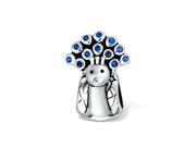Bling Jewelry 925 Silver Simulated Sapphire CZ Peacock Bead Fits Pandora Charms