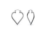 Bling Jewelry Open Top Heart 925 Silver Hoop Earrings