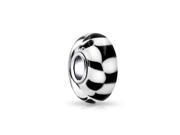 Bling Jewelry Black White Checkerboard Murano Glass Sterling Silver Pandora Compatible