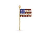 Bling Jewelry Patriotic American Flag Pin Brooch Crystal Gold Plated