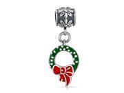 Bling Jewelry 925 Silver Dangling Christmas Wreath Charm Pandora Compatible Bead