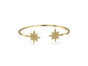 Bling Jewelry Gold Plated Pave CZ Starburst Stacking Silver Cuff Bracelet