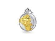 Bling Jewelry Silver and Gold Plated Steam Engine Train Quartz Mens Pocket Watch