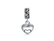 Bling Jewelry 925 Sterling Silver Dangle Heart Swirl Charm Bead Pandora Compatible