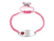 Bling Jewelry Steel Pink Enamel Oval Medical ID Tag Adjustable Bracelet