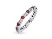 Bling Jewelry Sterling Silver Simulated Ruby and Clear CZ Eternity Band Ring