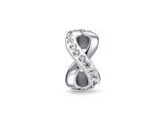 Bling Jewelry Sterling Silver Clear Crystal White Enamel Infinity Bead Fits Pandora Charms