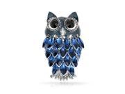 Bling Jewelry Simulated Sapphire Crystal Owl Rhodium Plated Brooch Pin