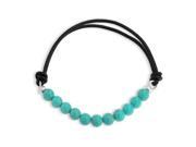 Bling Jewelry Reconstituted Turquoise Bead Leather Stretch Bracelet Silver
