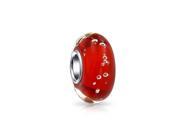Bling Jewelry 925 Silver Red Simulated Ruby Glass Bubble Murano Glass Bead Fits Pandora