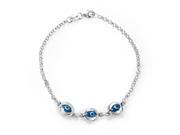 Bling Jewelry 925 Sterling Silver Translucent Blue Evil Eye Bracelet