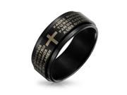 Bling Jewelry Padre Nuestro Lords Prayer Spinner Ring Black Steel 8mm Band