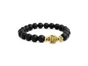 Bling Jewelry Synthetic Dyed Onyx Bead Buddha Stretch Bracelet Gold Plated