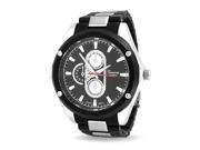 Bling Jewelry Mens Black Dial Chronograph Silicone Band Steel Back Watch