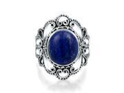 Bling Jewelry 925 Silver Filigree Untreated Natural Lapis Statement Ring