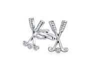 Bling Jewelry Crossed Golf Clubs and Ball Mens Sports Cufflinks Rhodium Plated
