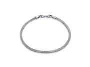 Bling Jewelry 3mm 925 Sterling Silver Foxtail Chain Bracelet Pandora Charms Compatible