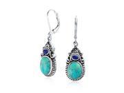 Bling Jewelry Natural Compressed Turquoise Sterling Silver Dangle Earrings