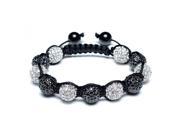 Bling Jewelry Shamballa Inspired Bracelet Black White Crystal Beads Alloy