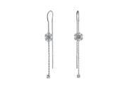 Bling Jewelry 925 Sterling Silver CZ Snowflake Ear Threader Chain Dangle Earrings