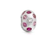 Bling Jewelry Sterling Silver Pink CZ Pave Bead Pandora Compatible