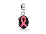 Bling Jewelry Oval Breast Cancer Ribbon Dangle Disk 925 Silver Fits Pandora