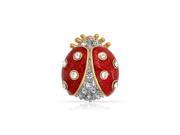 Bling Jewelry Gold Plated Red Enamel Crystal Insect Ladybug Brooch Pin