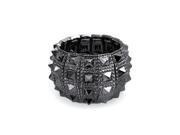 Bling Jewelry Gunmetal Plated Wide Punk Jewelry Stretch Spike Bracelet