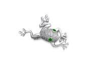 Bling Jewelry 925 Silver Frog Simulated Emerald CZ Eyes Pin Brooch