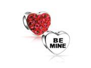 Bling Jewelry 925 Silver Simulated Ruby Crystal Be Mine Heart Bead Fits Pandora