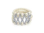 Bling Jewelry Five Strand Simulated Pearl Bracelet Rhodium Plated