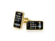 Bling Jewelry Black Smart Phone Home Screen Tech Gold Plated Mens Cufflinks