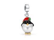 Bling Jewelry 925 Silver Simulated Pearl Christmas Penguin Dangle Bead Fits Pandora PBX HSD 206 AZ