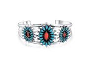 Bling Jewelry Simulated Coral Reconstituted Turquoise Cuff Bracelet 925 Silver