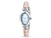 Bling Jewelry Womens Cultured Pearl Watch Stainless Steel Back Bracelet
