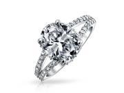 Bling Jewelry 3.5ct Sterling Silver CZ Oval Engagement Ring