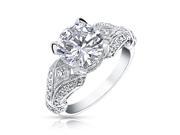Bling Jewelry 925 Silver Victorian Style 3ct Solitaire CZ Engagement Ring