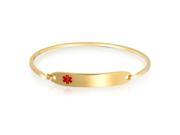 Bling Jewelry Red Enamel Medical Alert ID Tag Bracelet Gold Plated Steel
