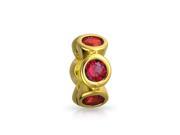 Bling Jewelry 925 Sterling Gold Plated Red Simulated Ruby CZ Spacer Bead Fits Pandora