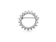 Bling Jewelry Rhodium Plated CZ Eternity Round Bridal Pin Brooch
